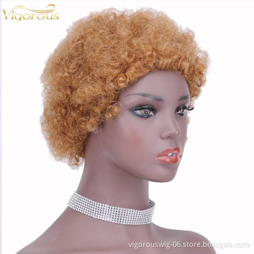 Afro curly wholesale inch short bob pixie cut wave blonde cheap glueless brazilian raw human hair wigs black women